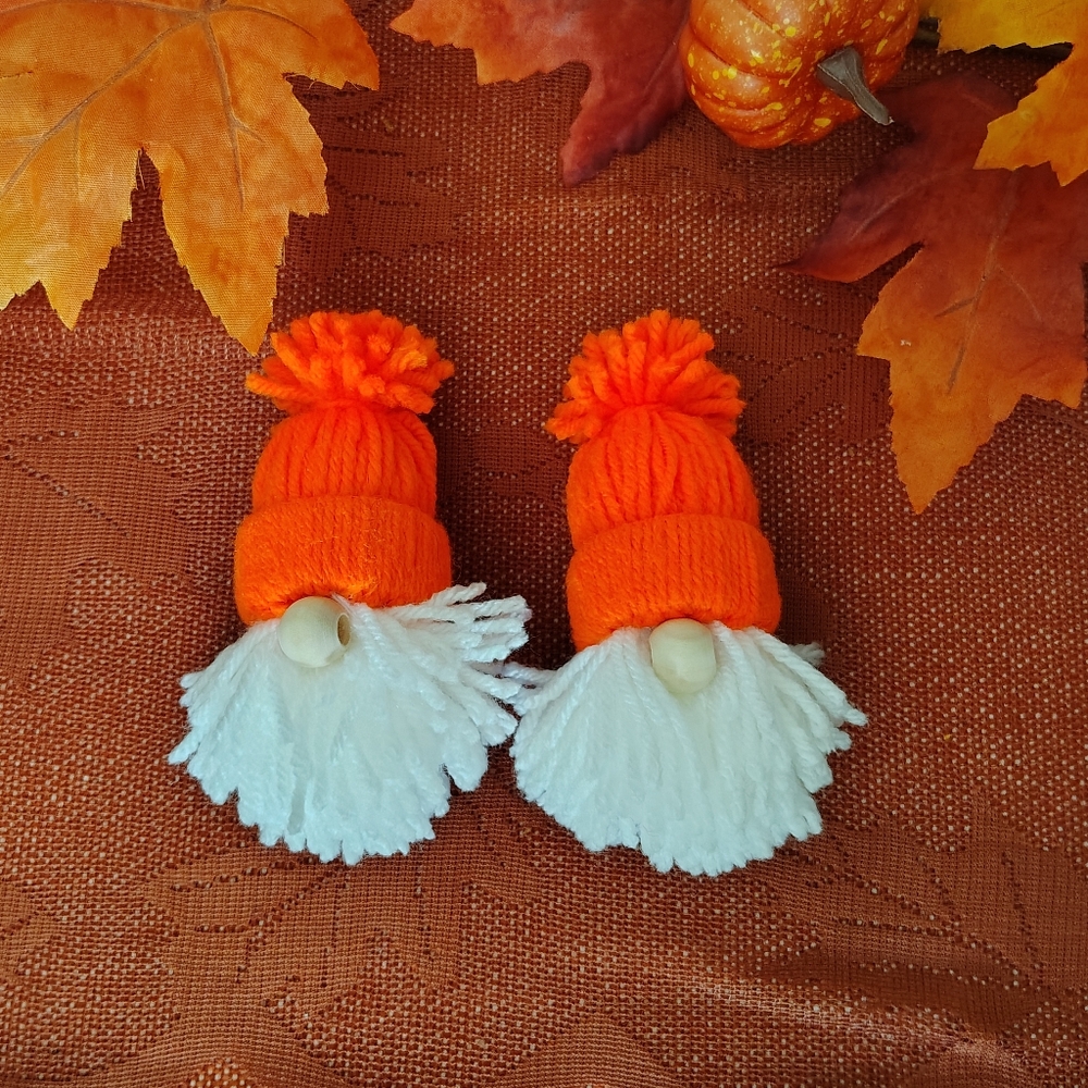 Handmade Orange Hunter Gnome Magnets Set Of 2